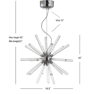 Soyuz 19.5" Adjustable Integrated LED Starburst Metal/Acrylic Pendant - JONATHAN Y